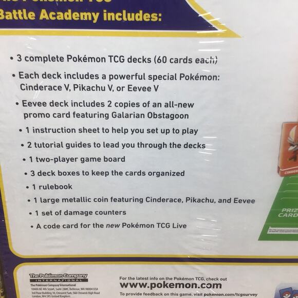 NEW 2022 Pokemon TCG Battle Academy Trading Card Game Pikachu Cinderace Eevee - Picture 4 of 4